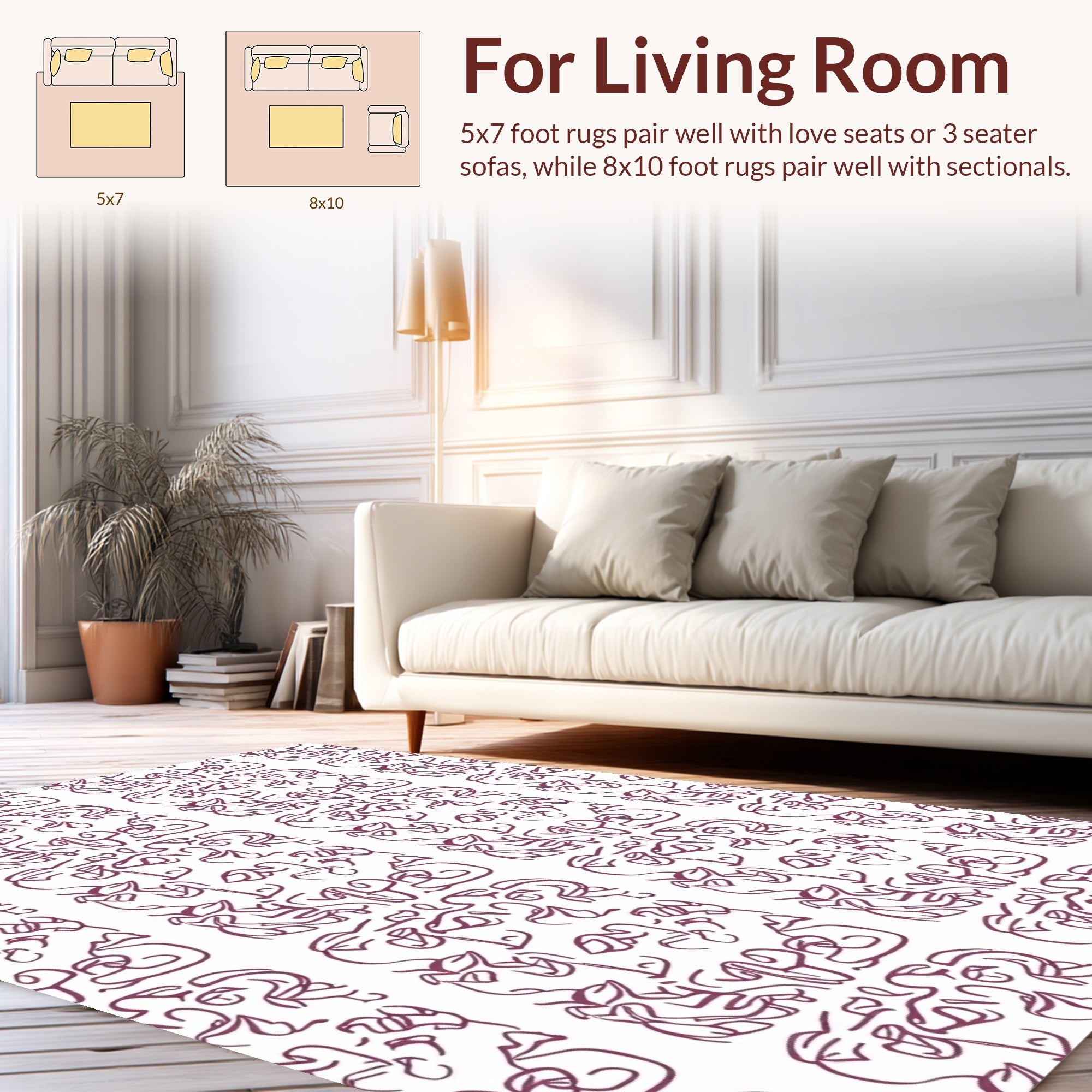 Abstract Organic Swirls Pattern Rug