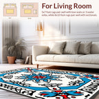 Vibrant Floral Medallion With Blue Accents Rug