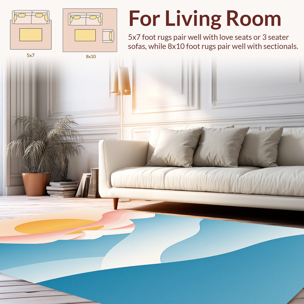 Abstract Mountain Peaks Sun Design Rug