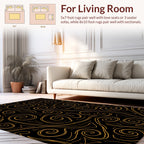 Black Gold Swirl Abstract Pattern Rug
