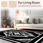 Bold Black White Geometric Pattern Rug