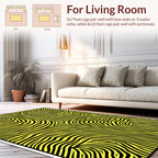 Abstract Yellow Black Wavy Lines Rug