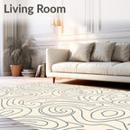 Cream Swirl Abstract Lines Rug