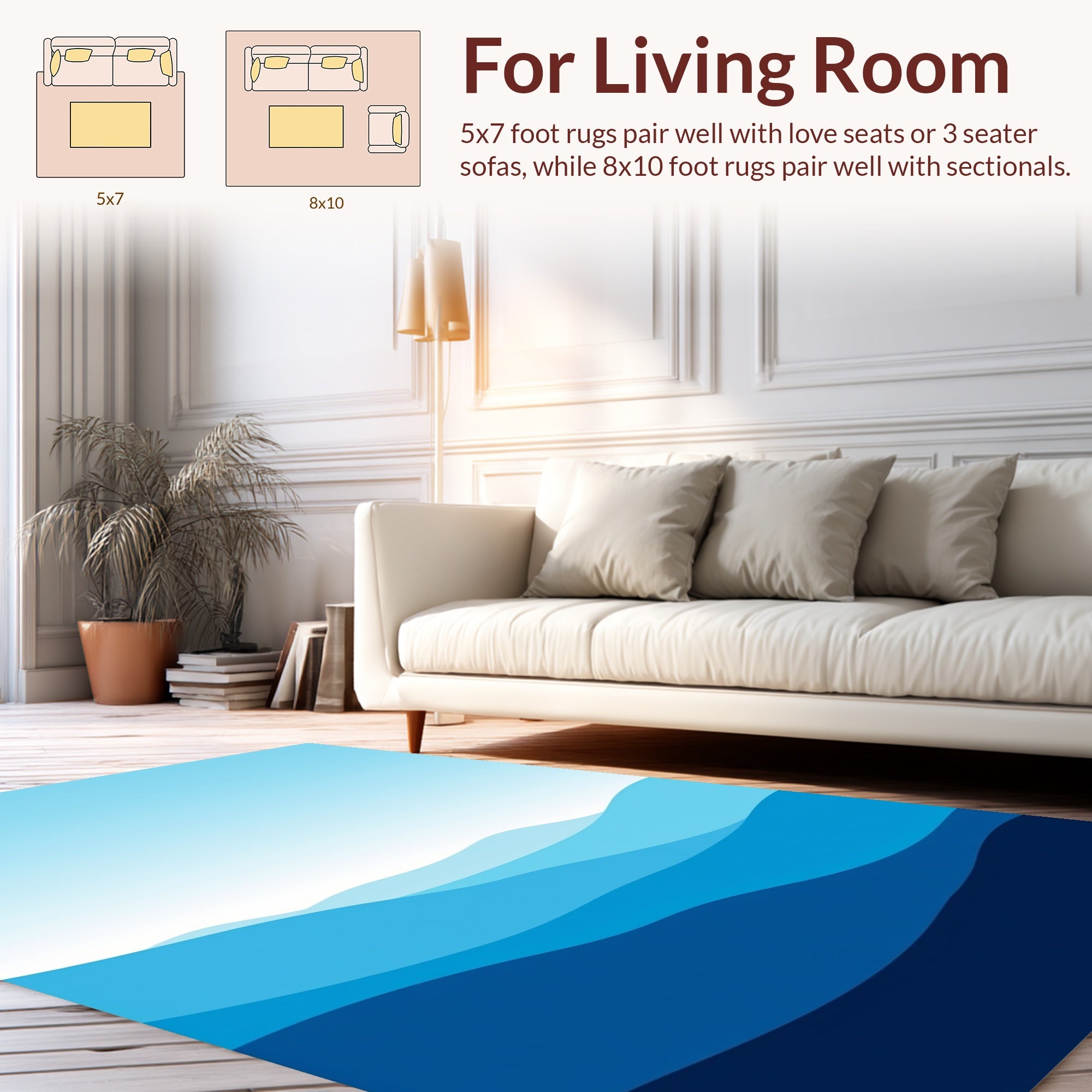 Abstract Blue Layered Landscape Rug