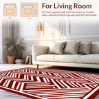 Geometric Patterned Crimson Zigzag Style Rug