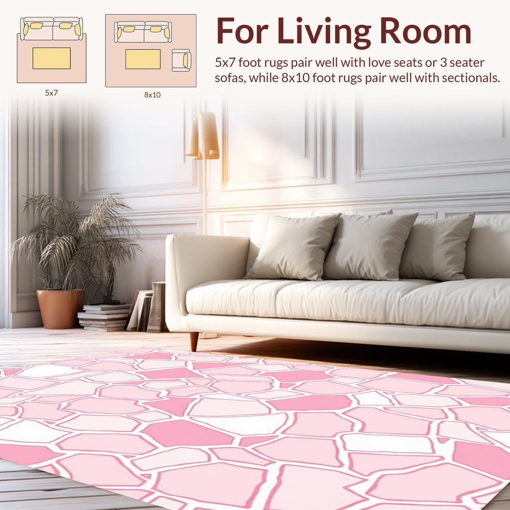 Pink Irregular Mosaic Tile Pattern Rug