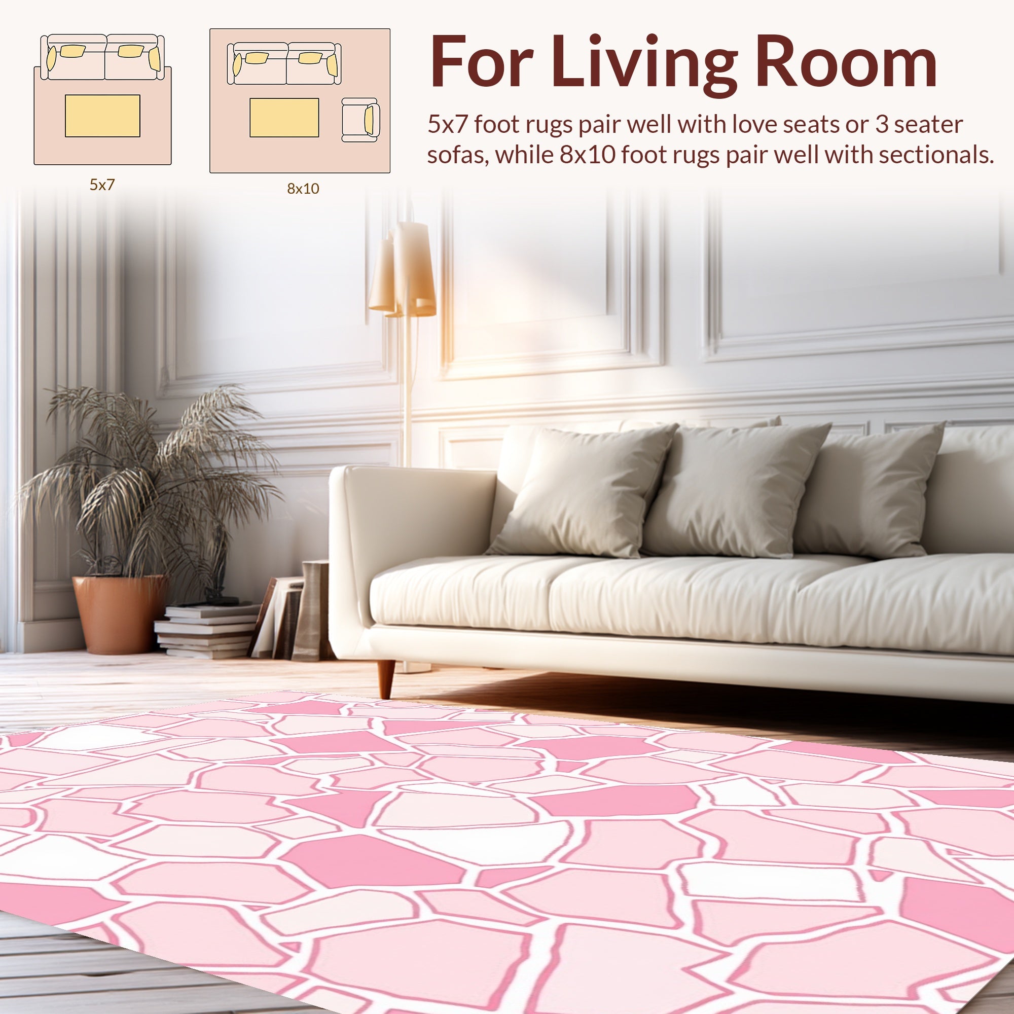 Pink Irregular Mosaic Tile Pattern Rug