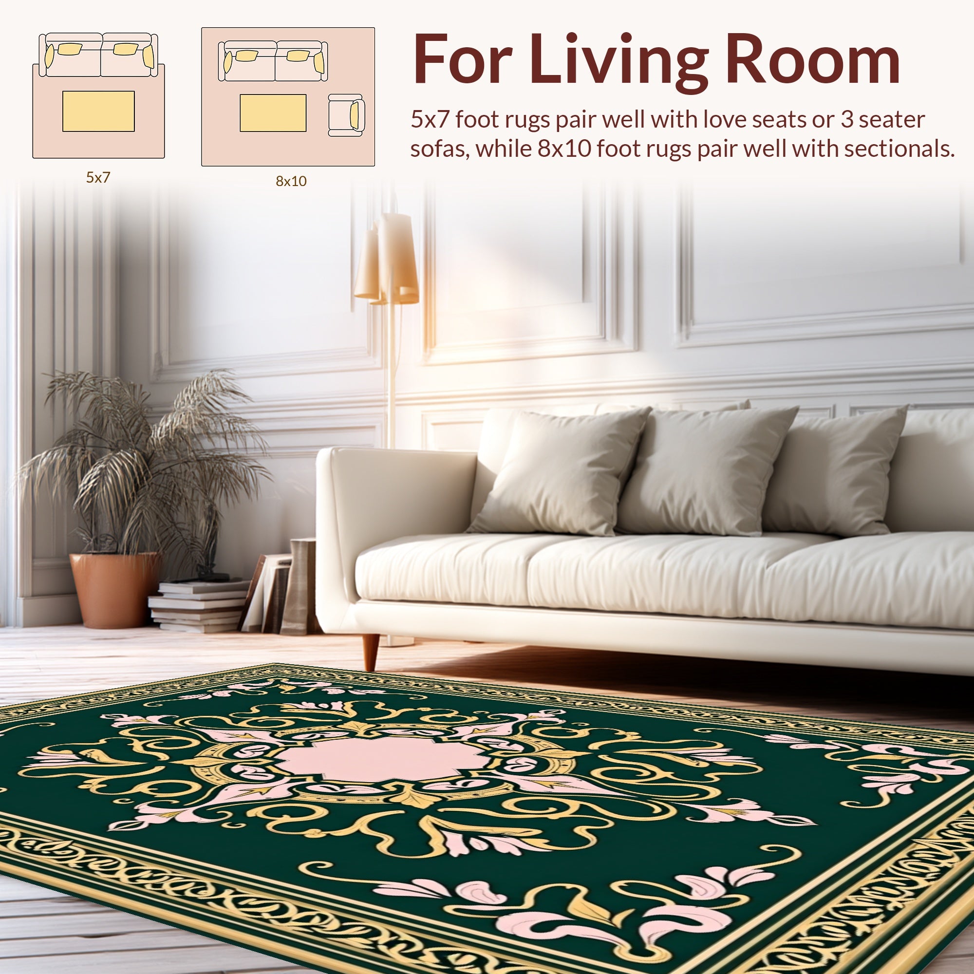 Ornate Floral Palatial Pattern Rug