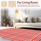 Classic Red White Plaid Tartan Rug