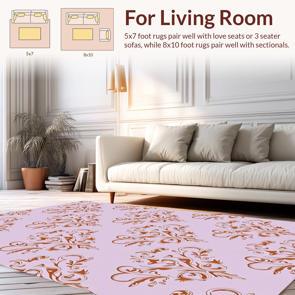 Ornate Flourish Damask Pattern Rug