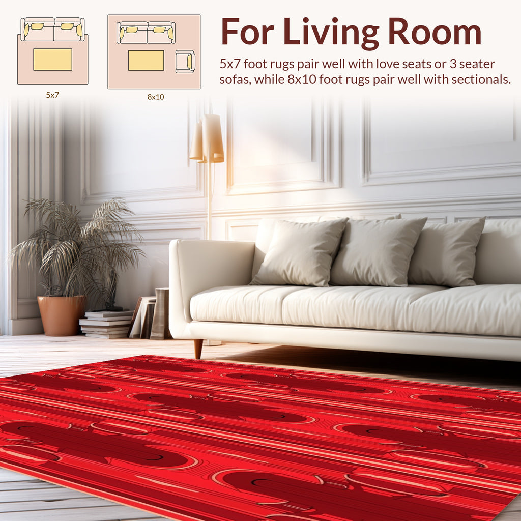Bold Red Vertical Stripe Pattern Rug