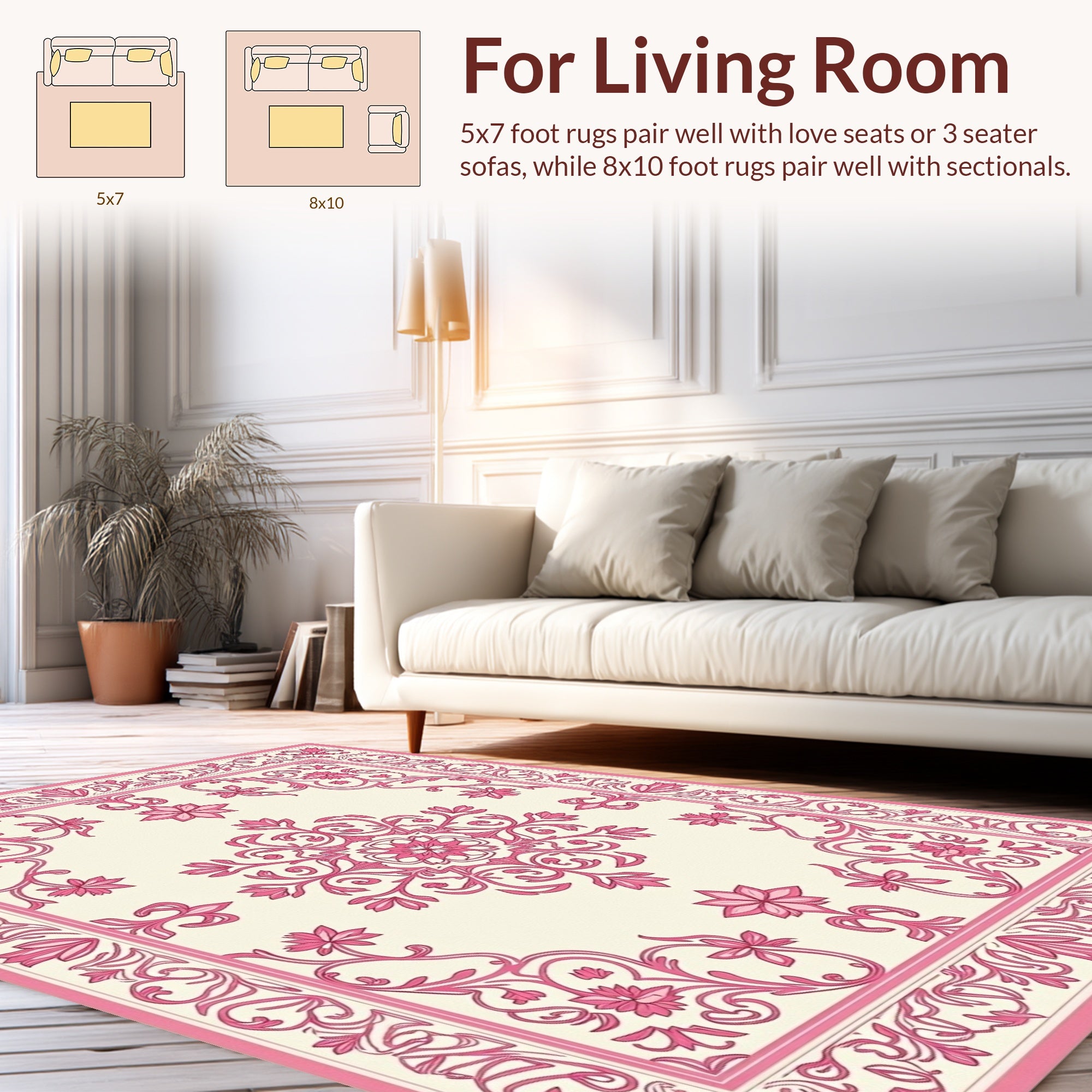 Victorian Floral Medallion Pink Rug