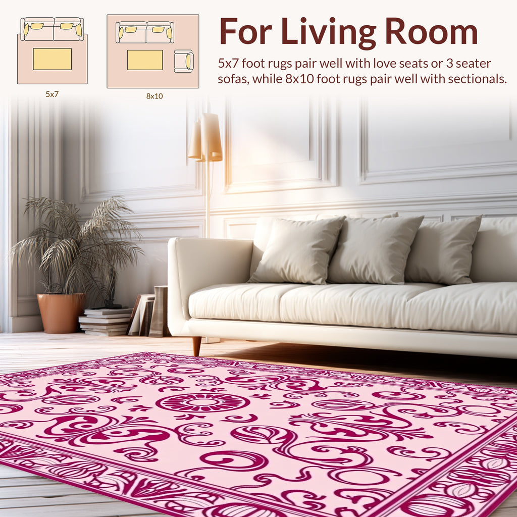 Baroque Floral Inset Border Rug