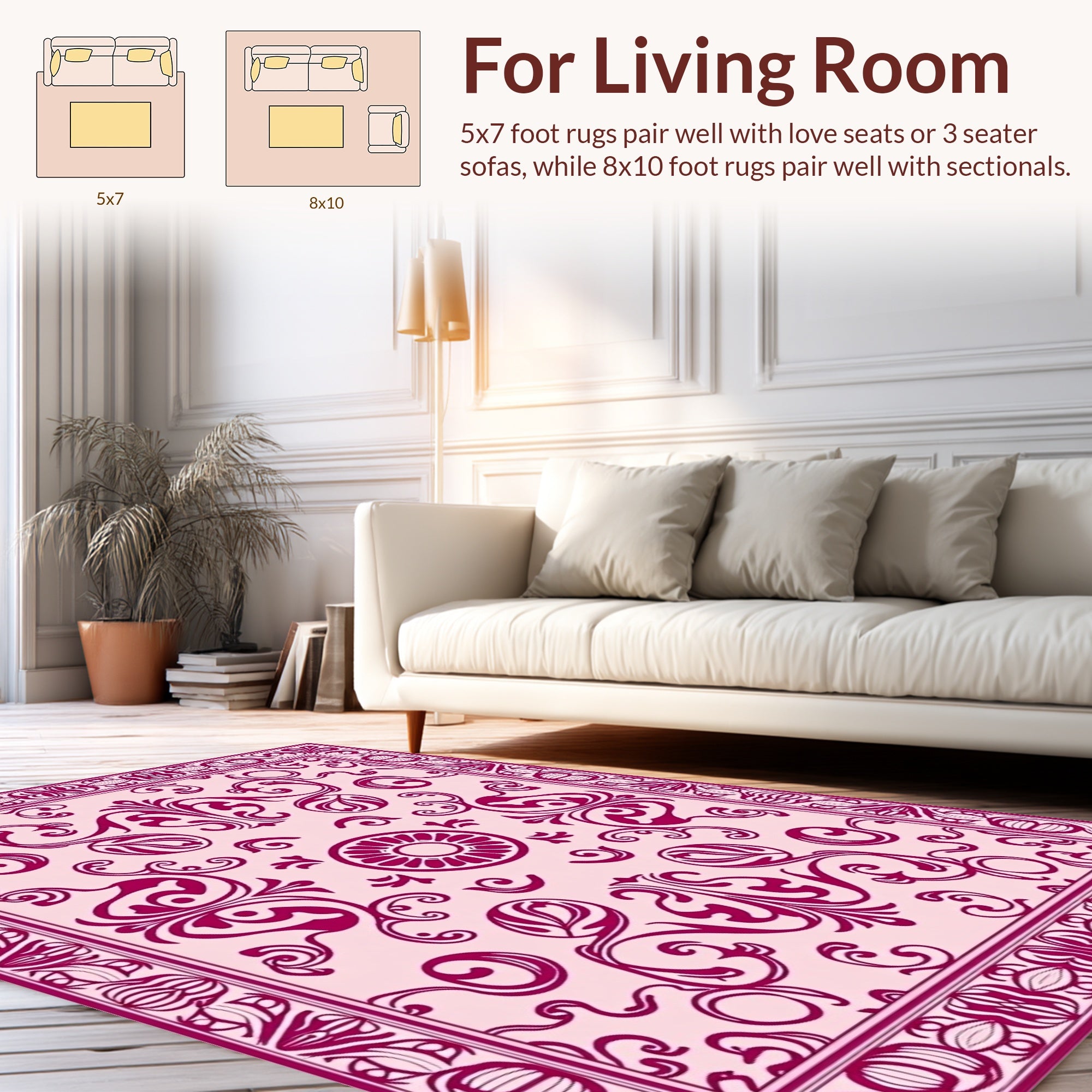 Baroque Floral Inset Border Rug