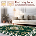 Emerald Green Mandala Floral Art Rug