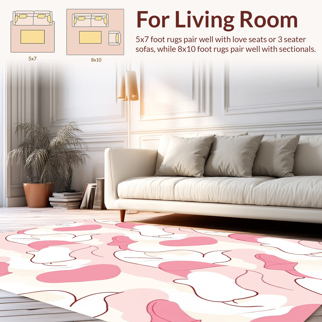 Soft Pink Organic Abstract Pattern Rug