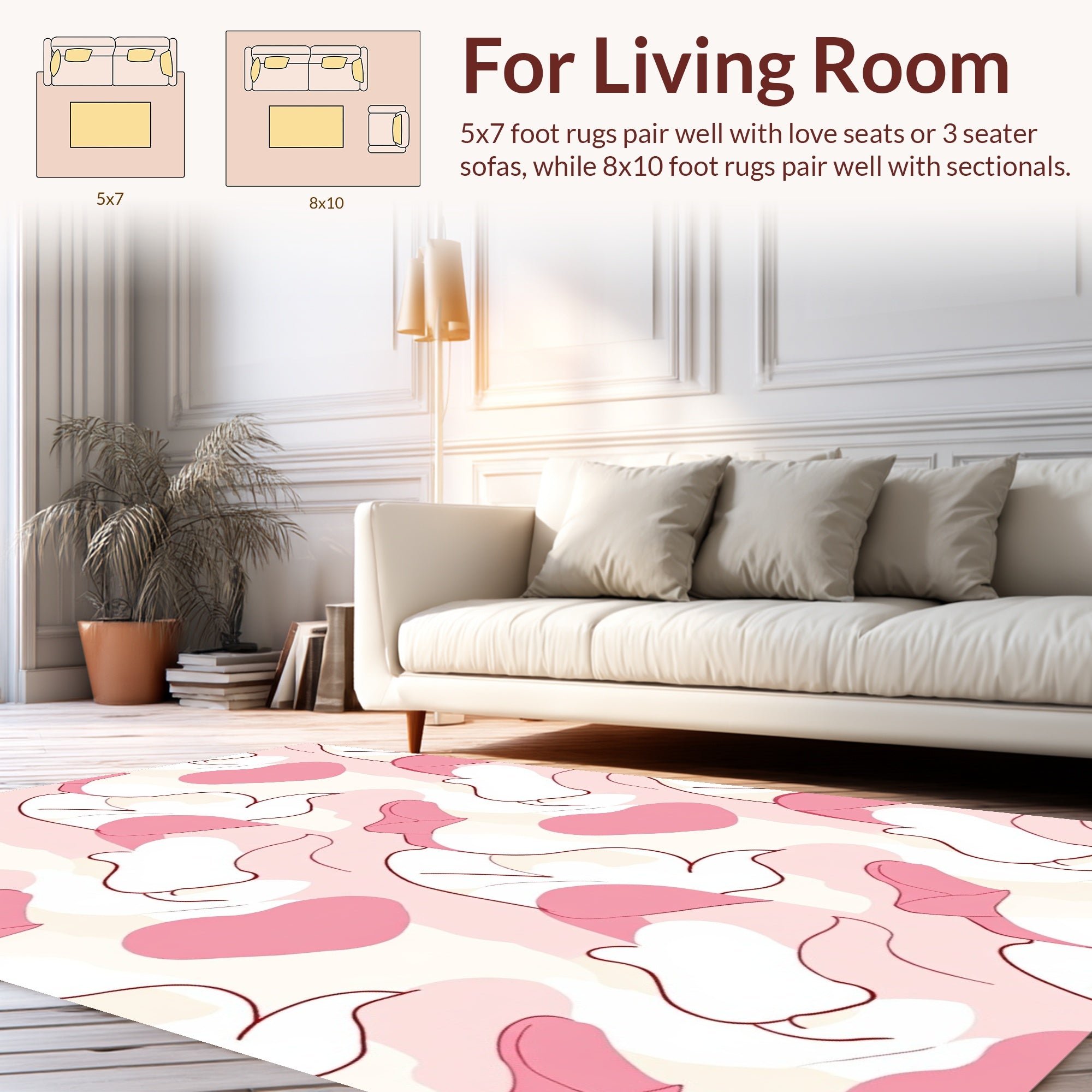 Soft Pink Organic Abstract Pattern Rug