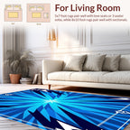 Radiant Blue Geometric Starburst Pattern Rug