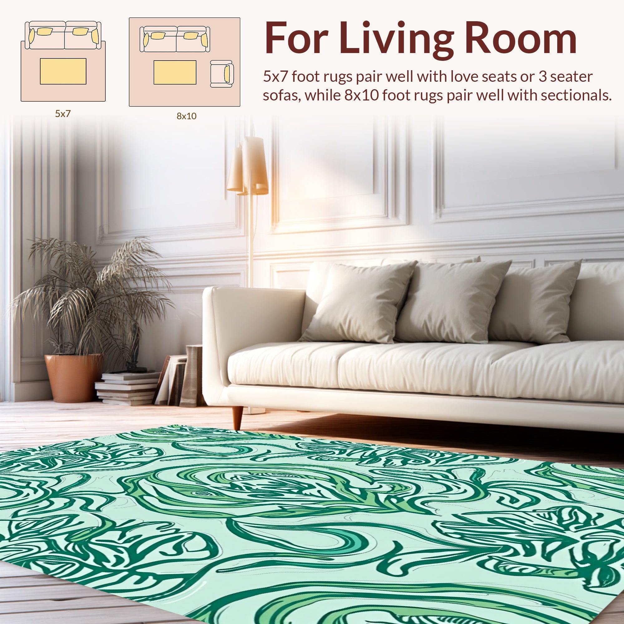 Whimsical Botanical Swirls Pattern Rug