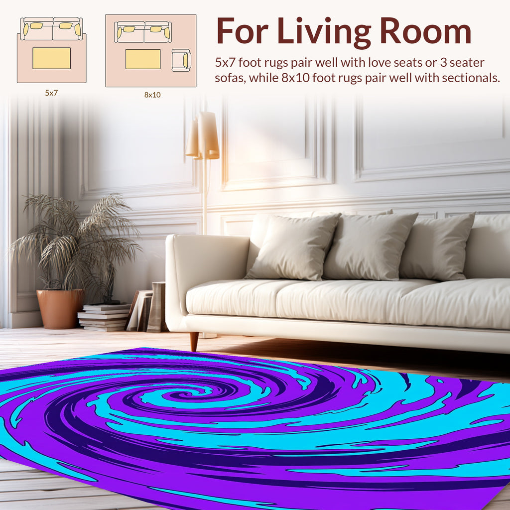 Abstract Swirl Purple Aqua Pattern Rug