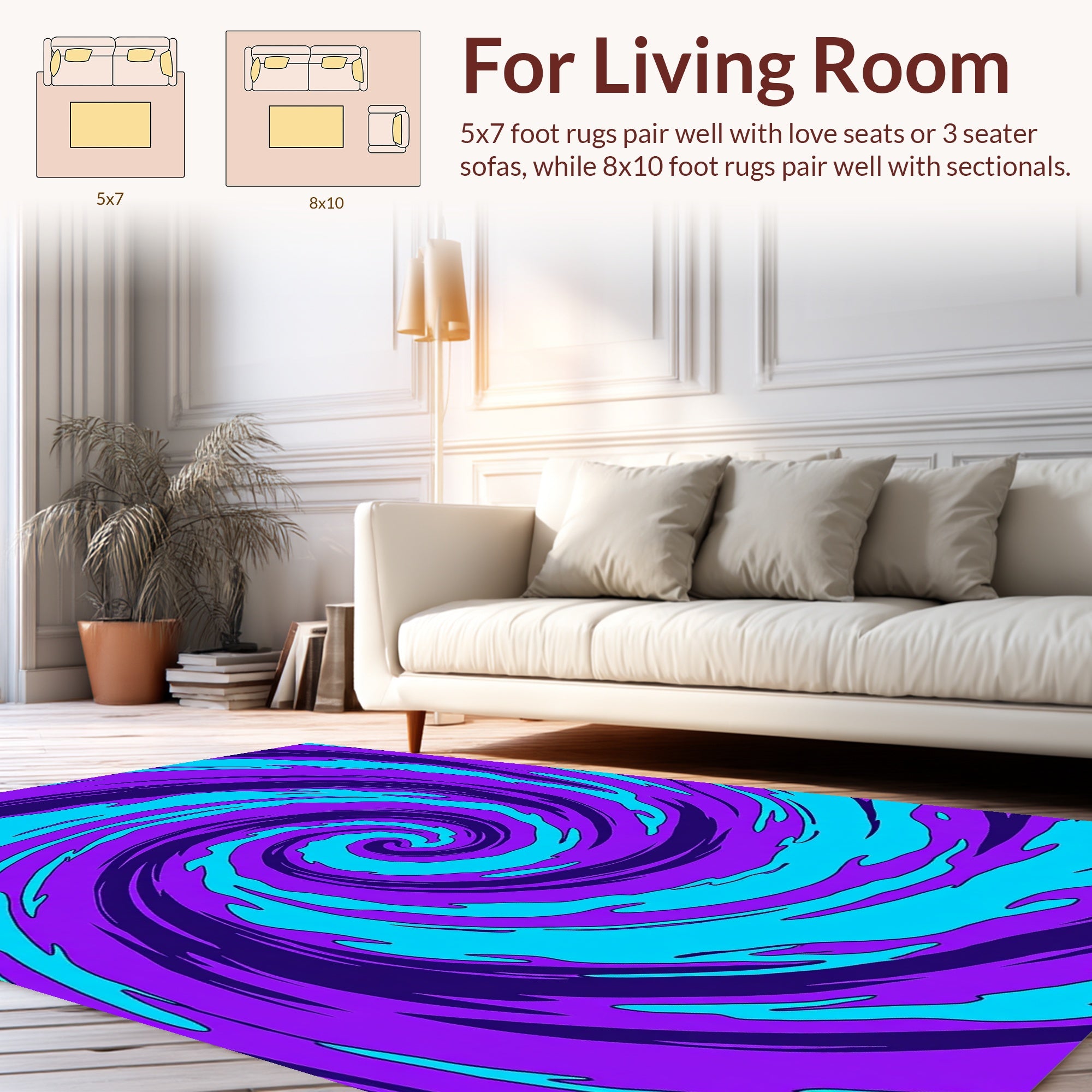 Abstract Swirl Purple Aqua Pattern Rug