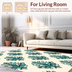 Teal Floral Damask Pattern Rug