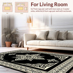 Elaborate Black Ivory Floral Mandala Rug