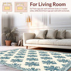 Classic Blue Floral Damask Pattern Rug