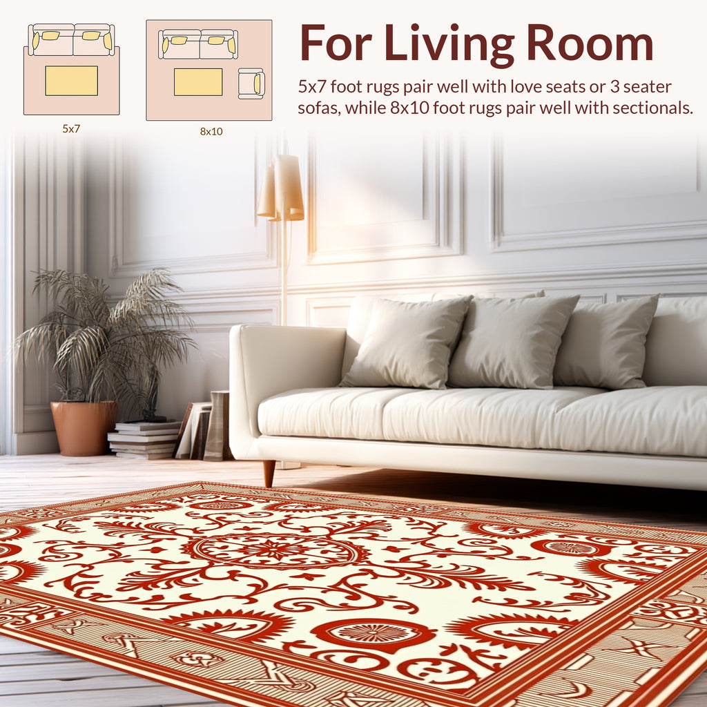 Ornate Red Floral Medallion Rug