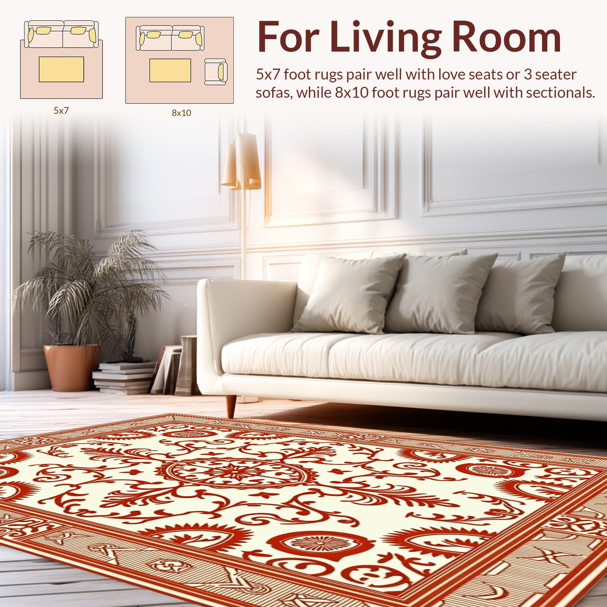 Ornate Red Floral Medallion Rug