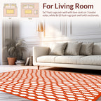 Modern Red Hexagonal Pattern Rug