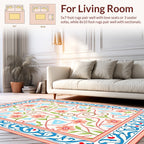 Coral Floral Vine With Blue Accents Rug