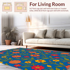 Retro Floral Vines With Red And Orange Blossoms Rug