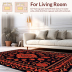 Intricate Floral Pattern Red Orange Rug