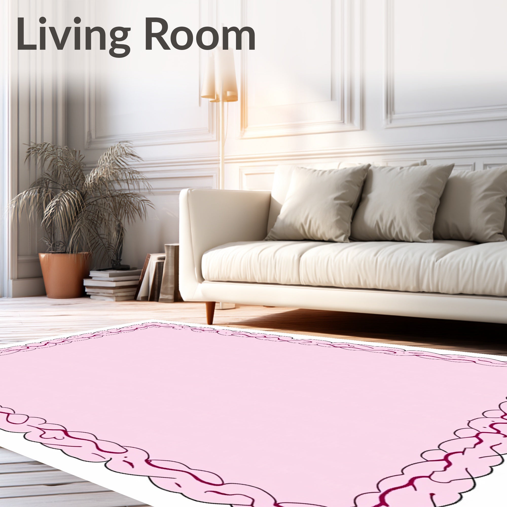 Delicate Pink Braided Geometric Pattern Rug