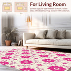 Bright Pink Floral Vine Pattern Rug
