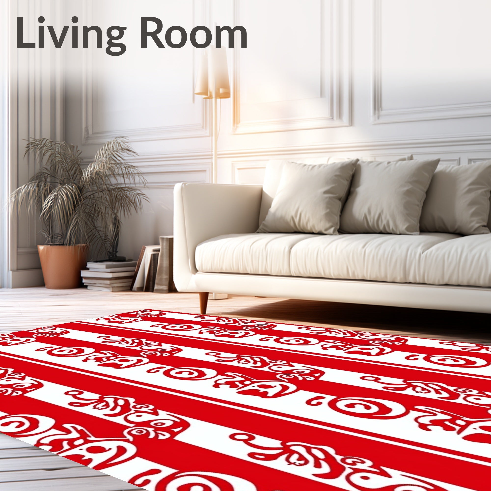 Red White Candy Cane Charm Rug