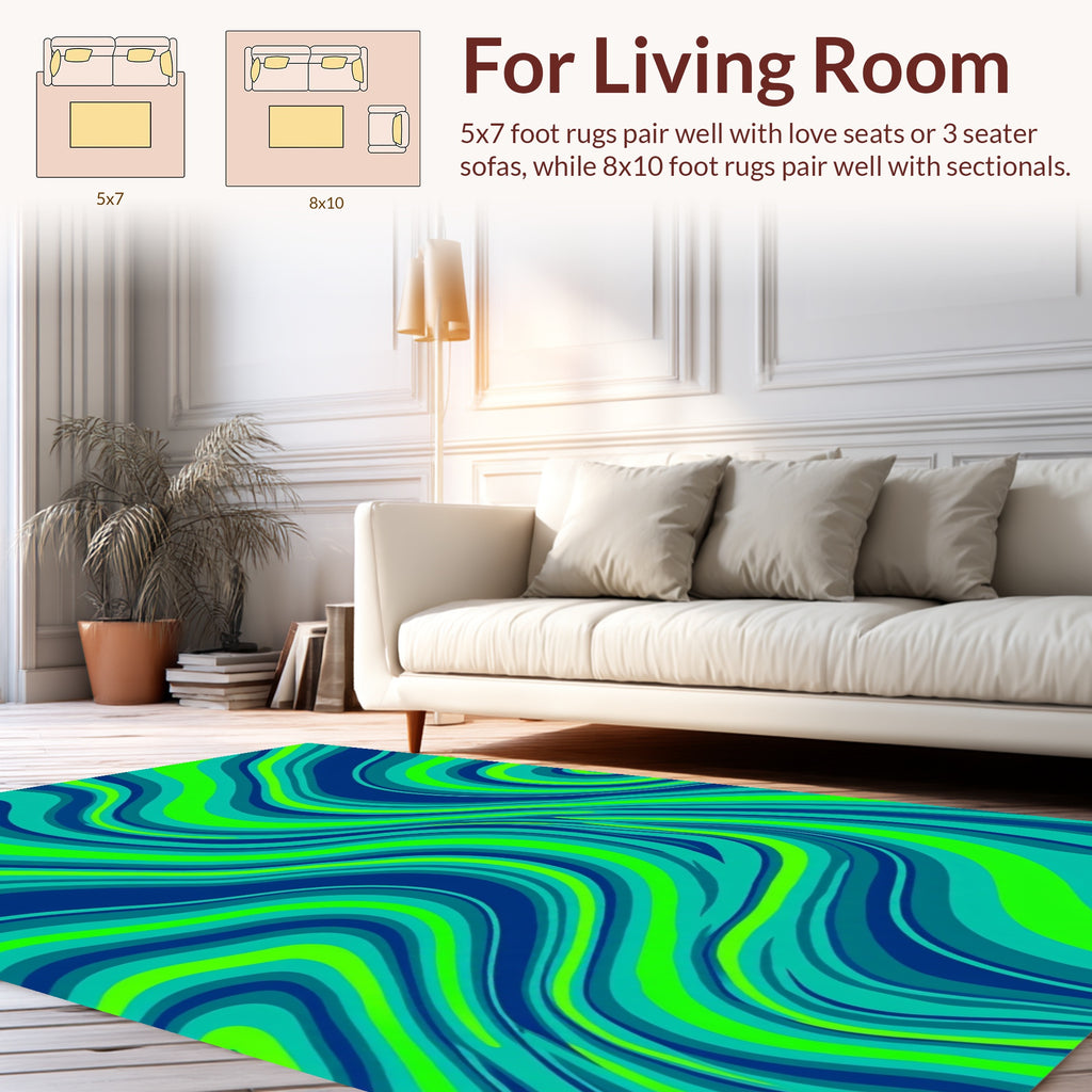 Groovy Blue Green Swirls Rug