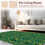 Rich Emerald Amber Floral Scroll Pattern Rug