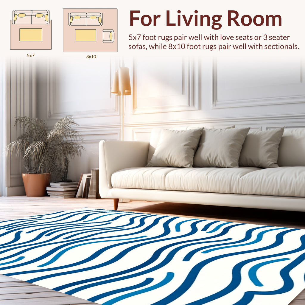 Cool Blue Wave Pattern Design Rug