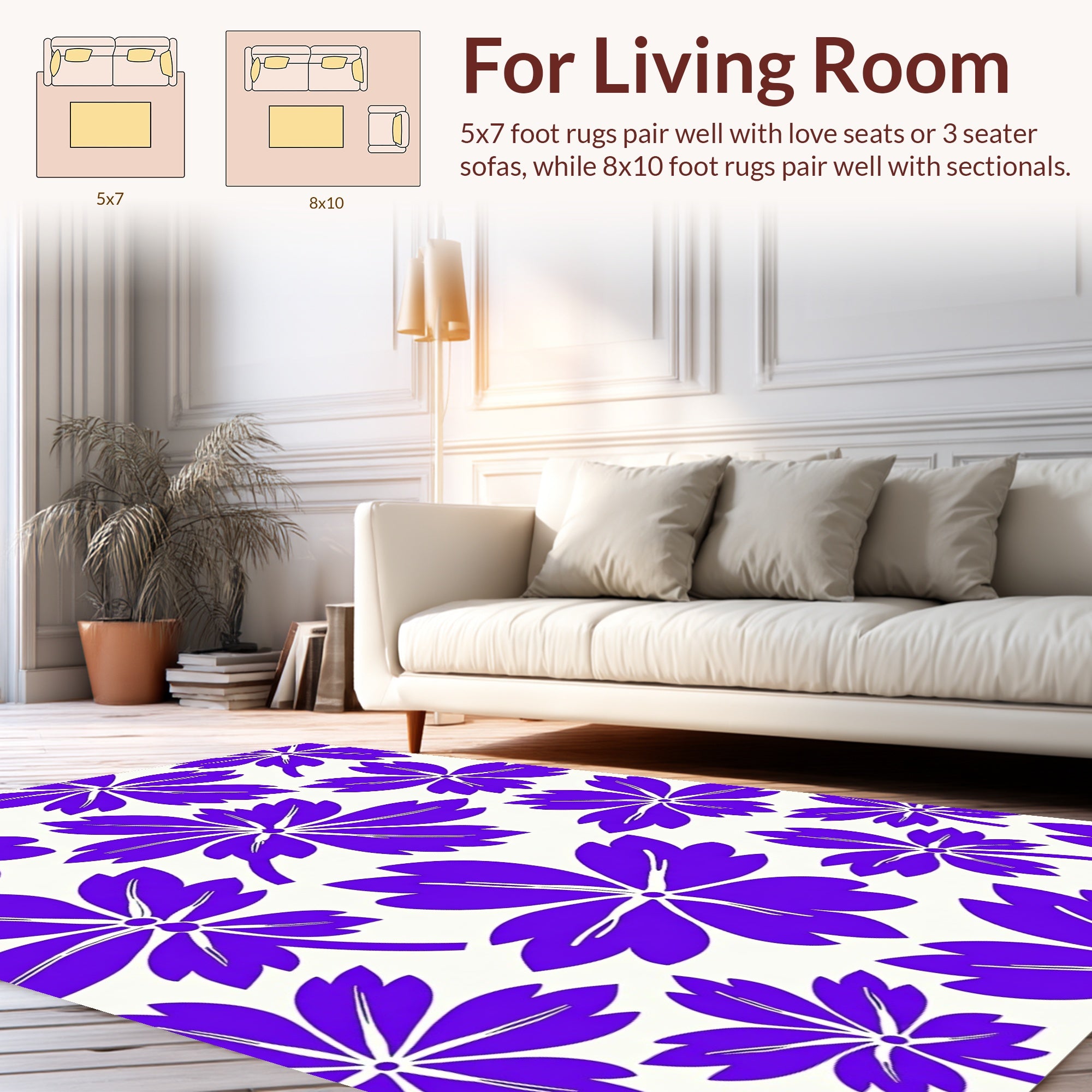 Vibrant Purple Floral Pattern Rug