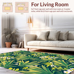 Green Yellow Tropical Floral Pattern Rug