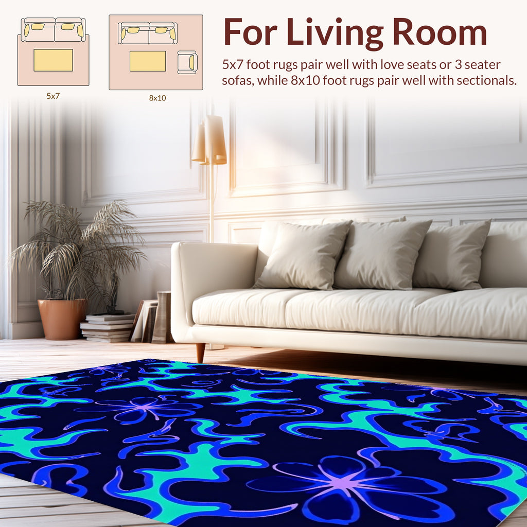 Abstract Floral Swirl Pattern Rug