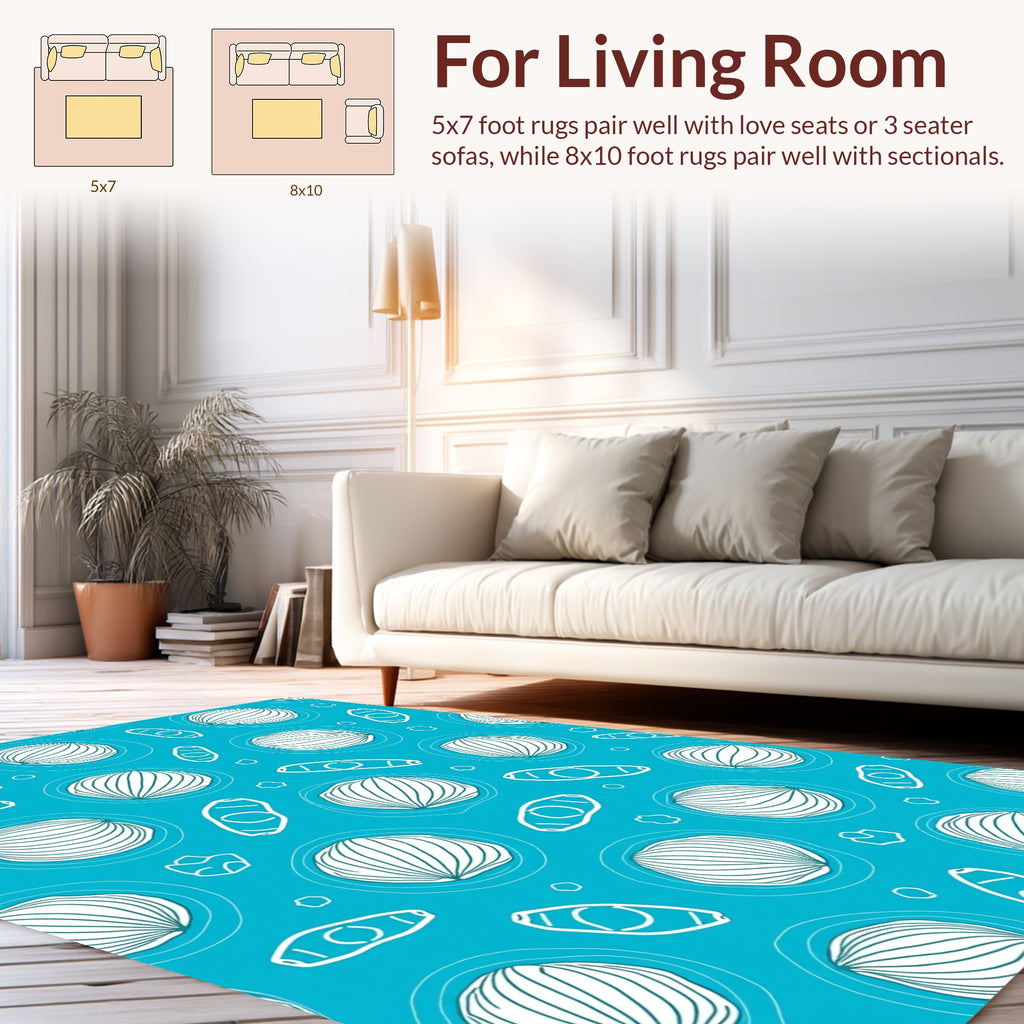 Oceanic Abstract Circles Oval Shapes Rug