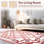 Art Nouveau Floral Red White Design Rug