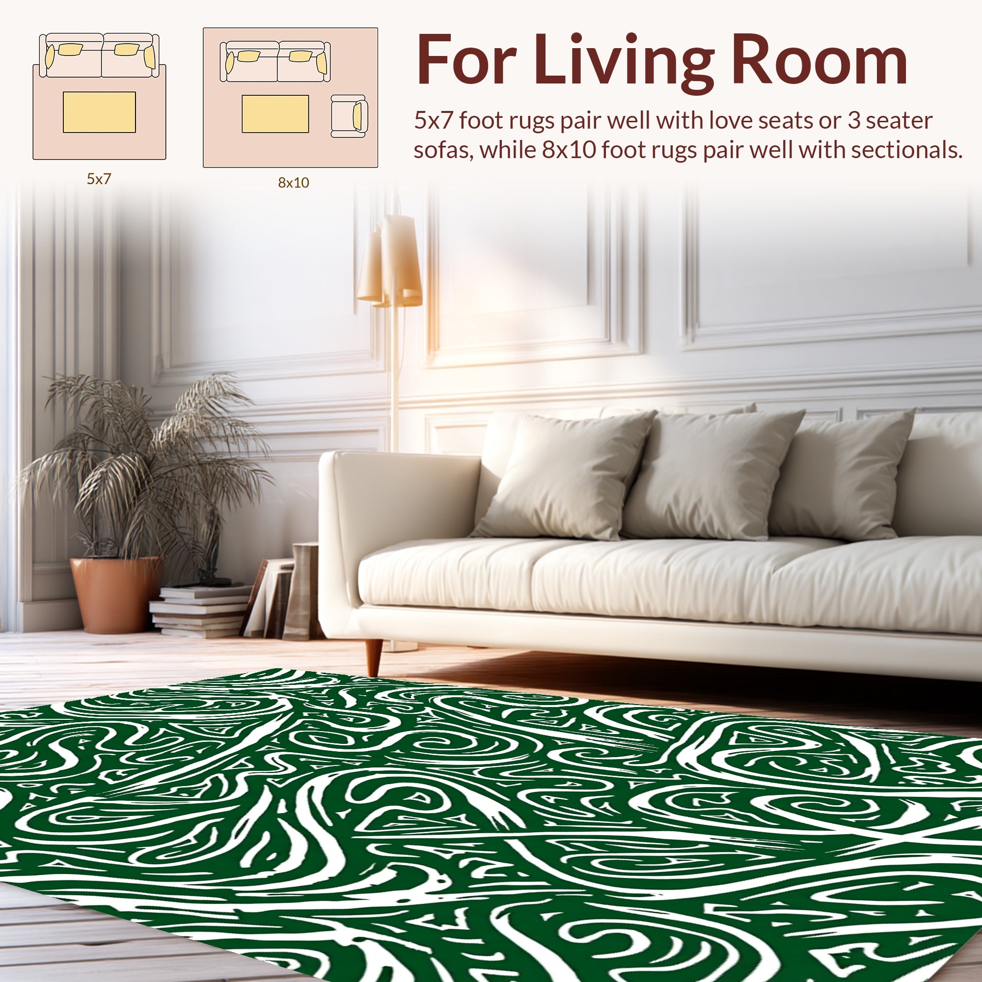 Abstract Swirls Triangle Pattern Rug