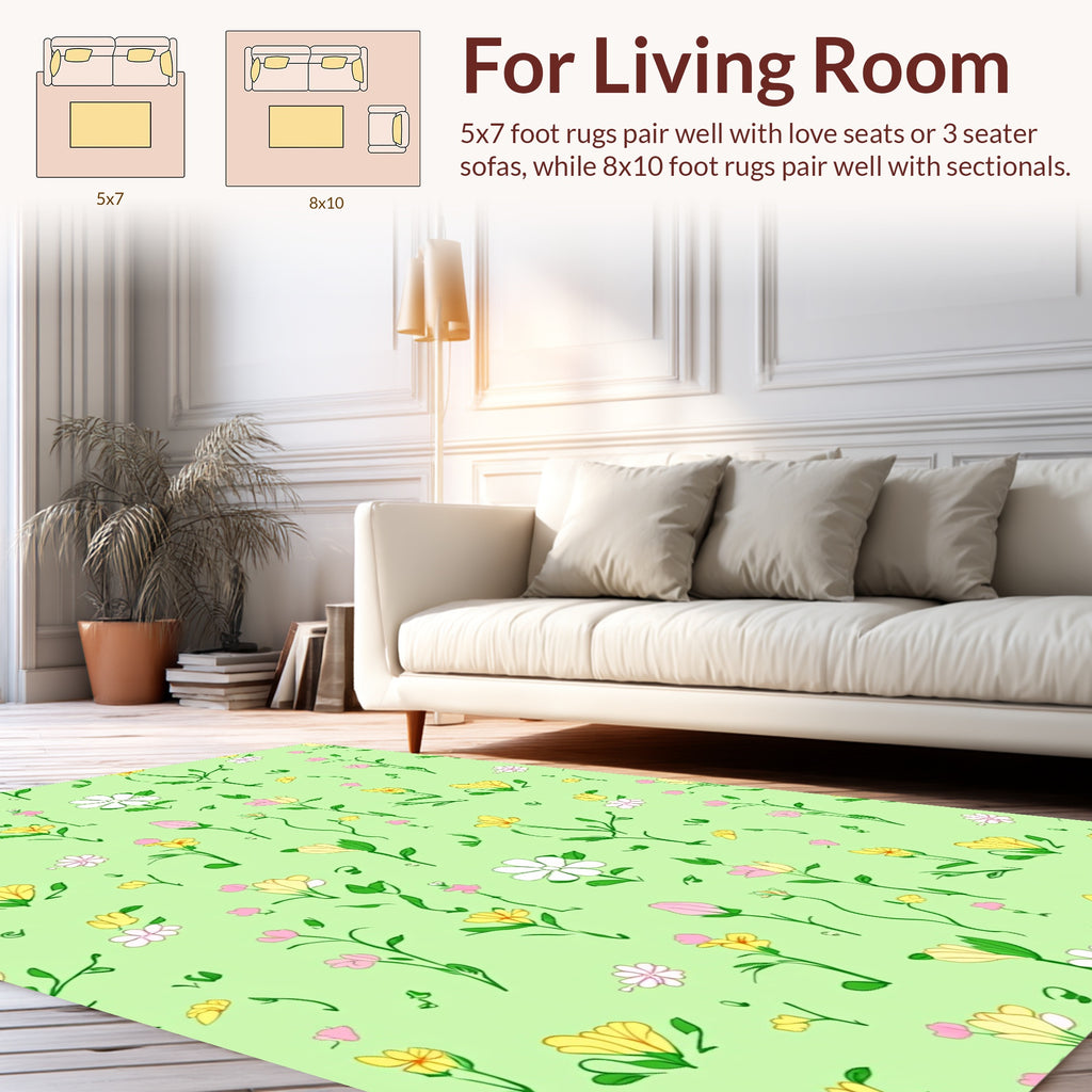 Delicate Floral Botanical Pattern Design Rug