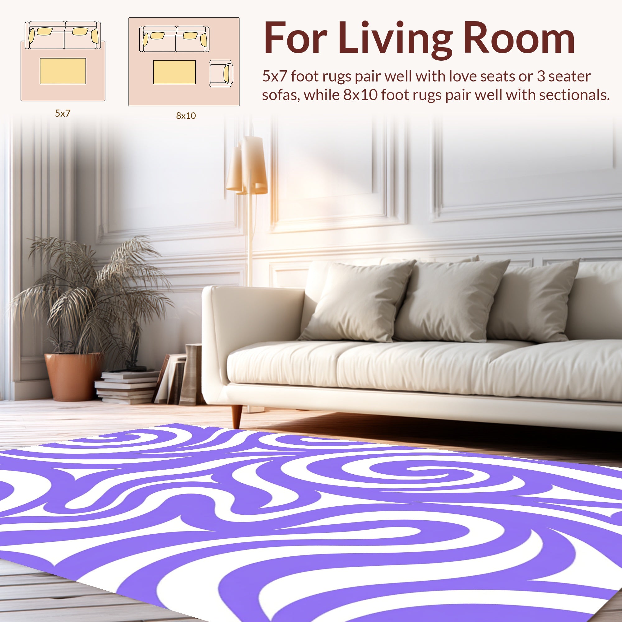 Lavender Swirl Abstract Organic Pattern Rug