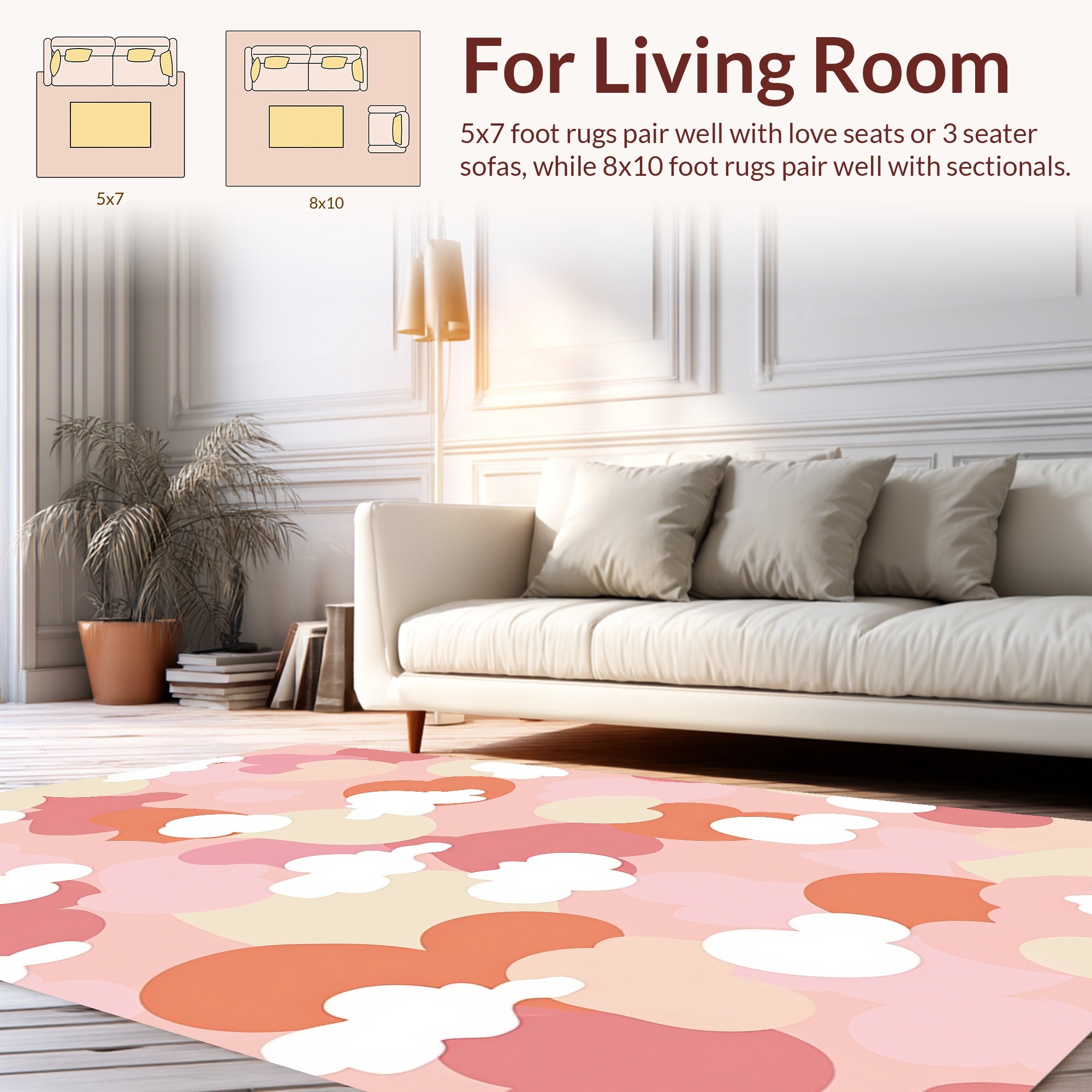 Dreamy Cloud Pattern Boho Abstract Rug