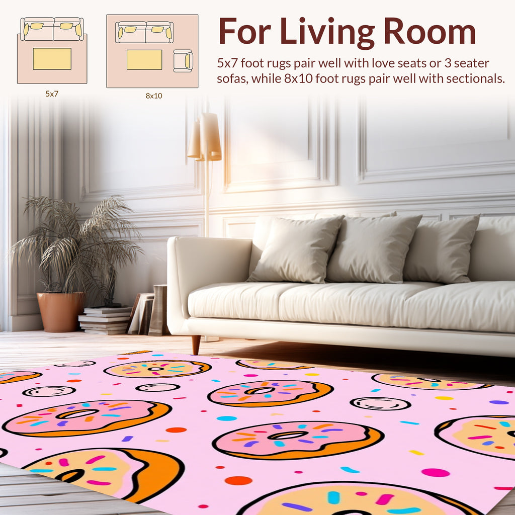 Pink Donut Sprinkle Pattern Rug